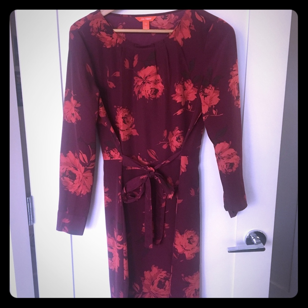 Floral print dress with belt tie